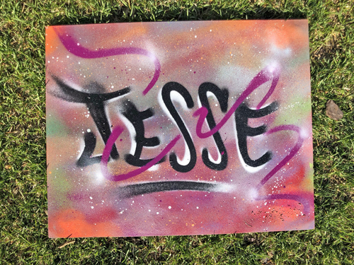 graffiti canvas which says 'Jesse'