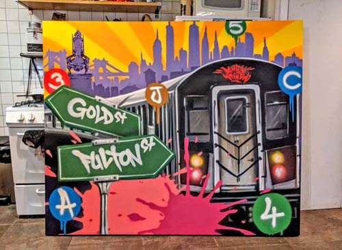 canvas painted with NYC theme