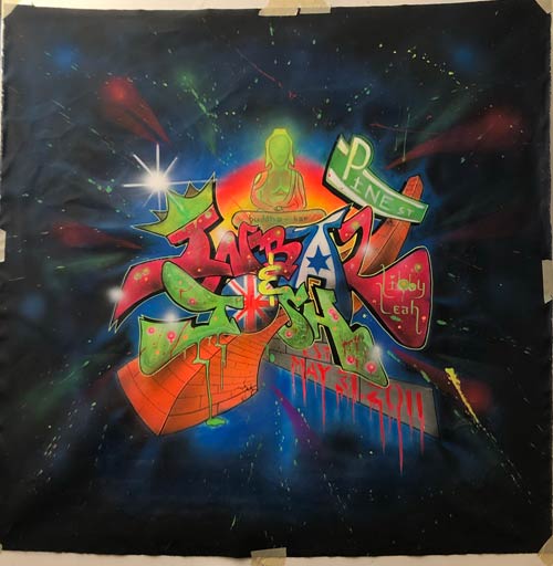 canvas artwork containing graffiti