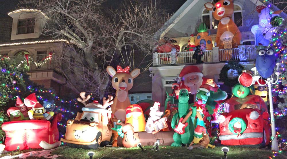 Christmas display of cartoon characters