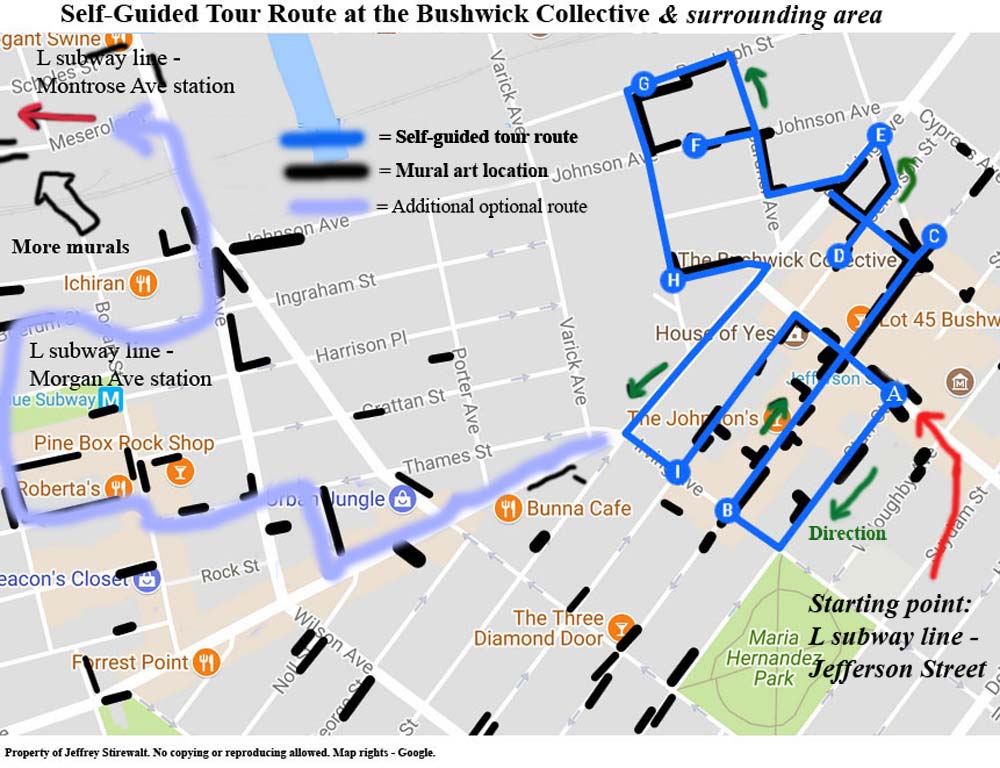 <Map of Bushwick Collective and surrounding area