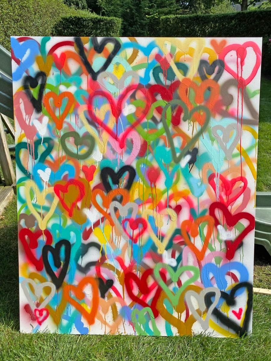colorful hearts overlapping