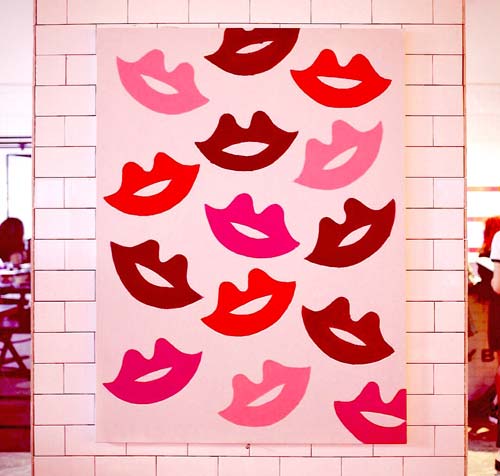 painted lips on wall