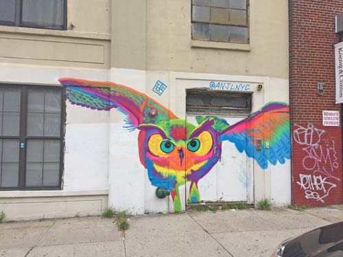 mural of a colorful owl