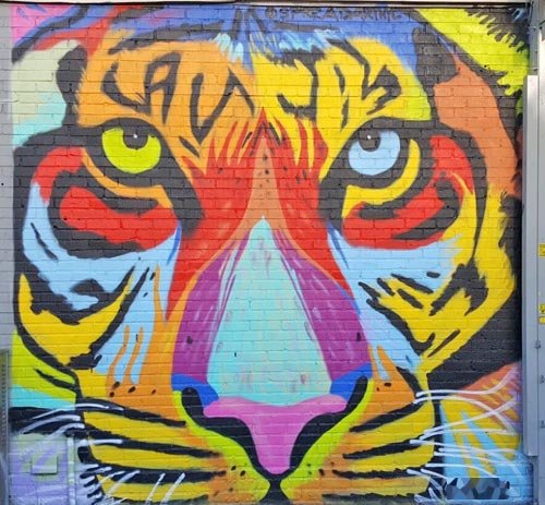 mural of colorful tiger